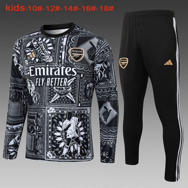 Kinder Trikot Training Arsenal 2024-2025 Schwarz Weiß